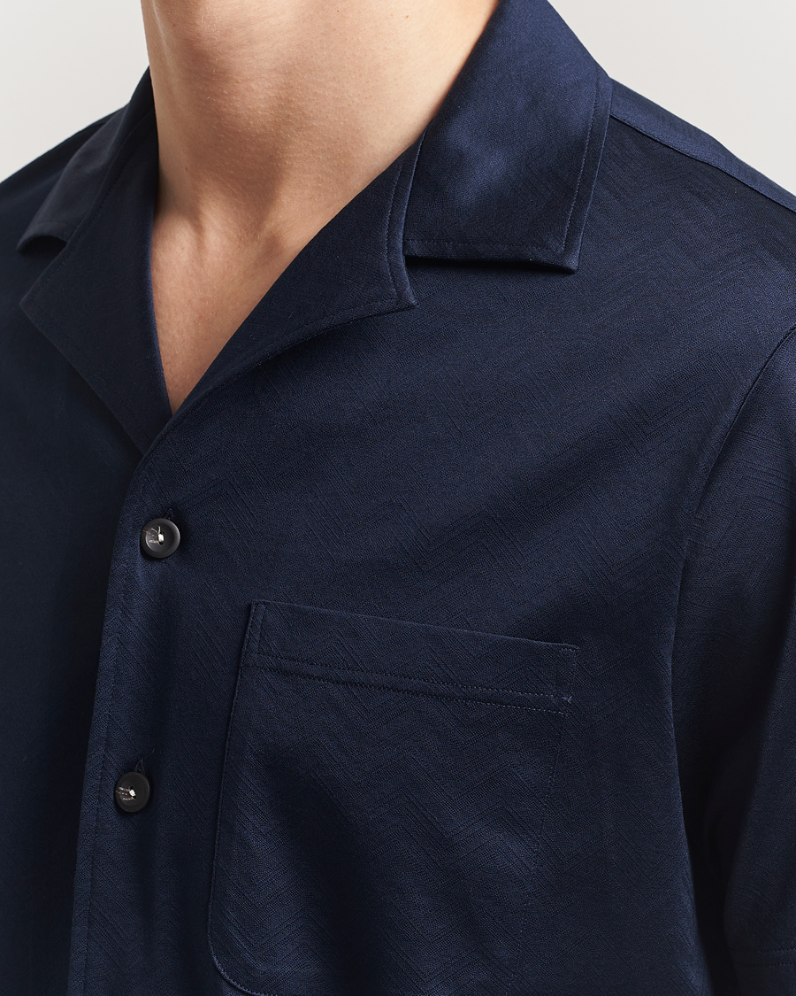 Mies | Kauluspaidat | Eton | Filo Di Scozia Short Sleeve Shirt Navy Blue