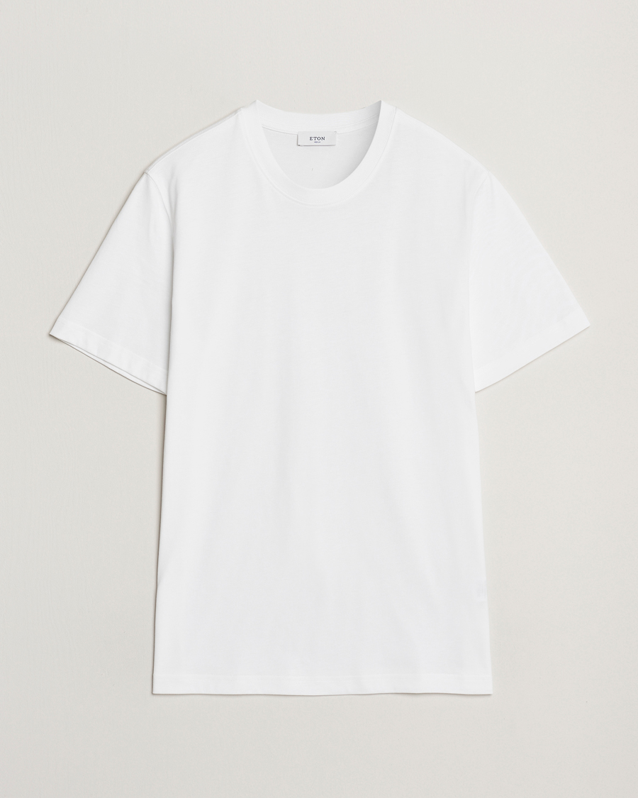 Mies | T-paidat | Eton | Mercerized Jersey Crew Neck T-Shirt White