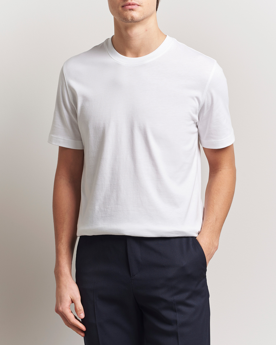 Mies | T-paidat | Eton | Mercerized Jersey Crew Neck T-Shirt White