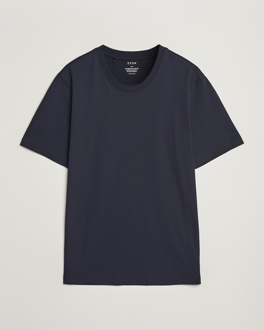 Mies | T-paidat | Eton | Mercerized Jersey Crew Neck T-Shirt Navy Blue
