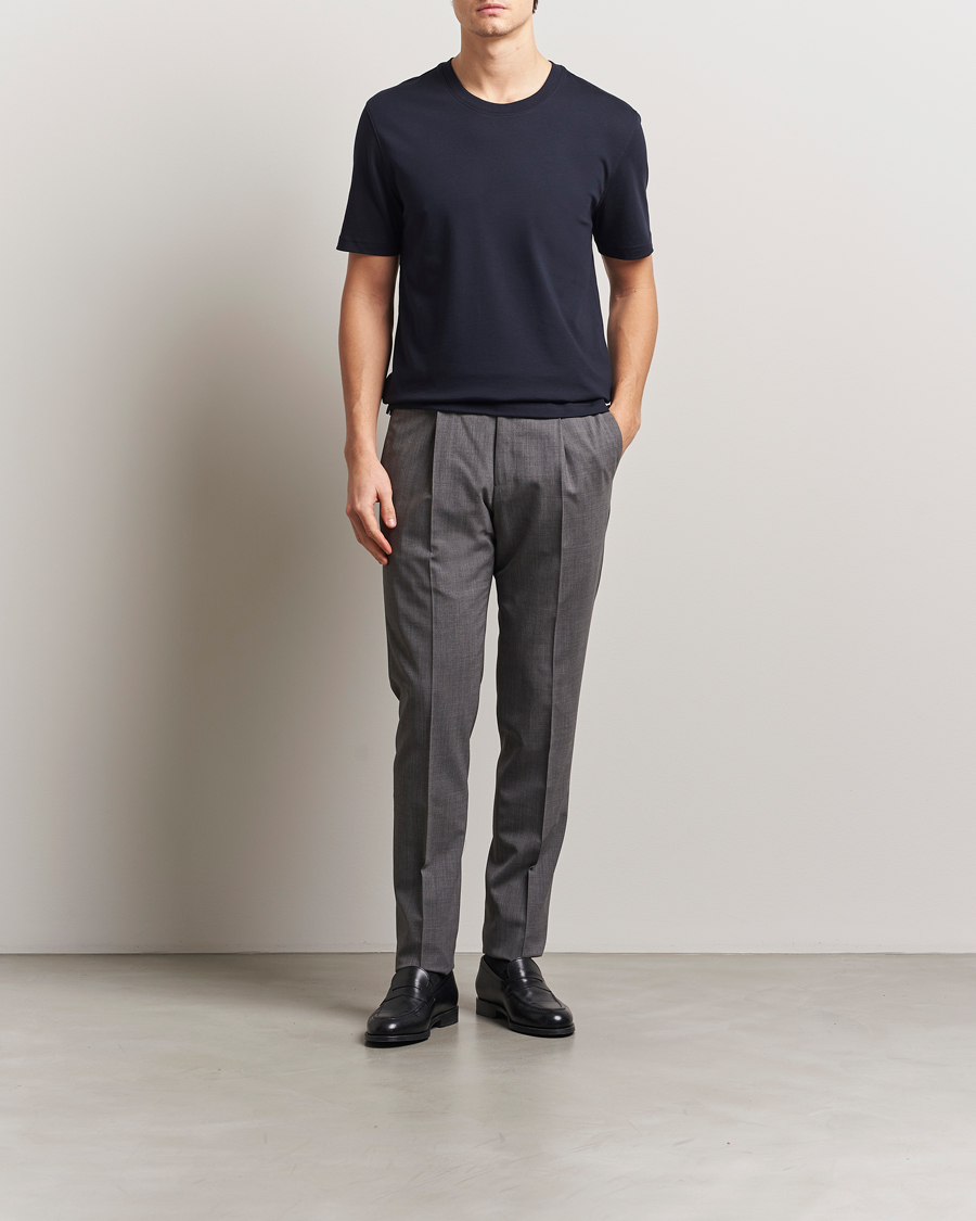 Mies | T-paidat | Eton | Mercerized Jersey Crew Neck T-Shirt Navy Blue