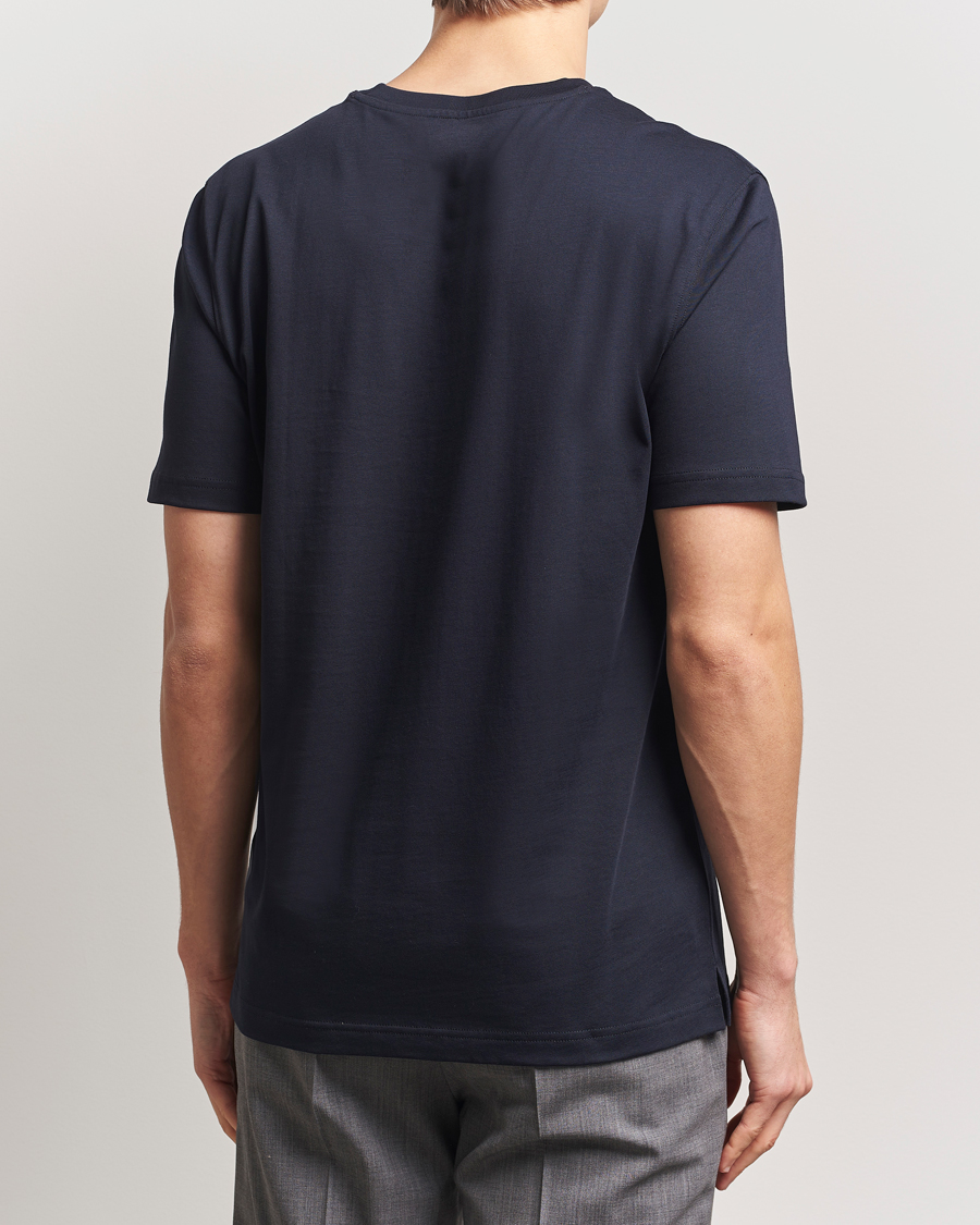 Mies | T-paidat | Eton | Mercerized Jersey Crew Neck T-Shirt Navy Blue