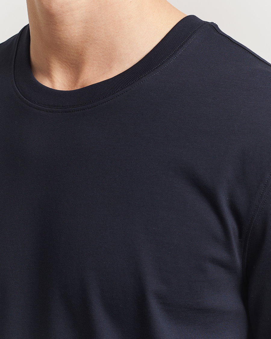 Mies | T-paidat | Eton | Mercerized Jersey Crew Neck T-Shirt Navy Blue