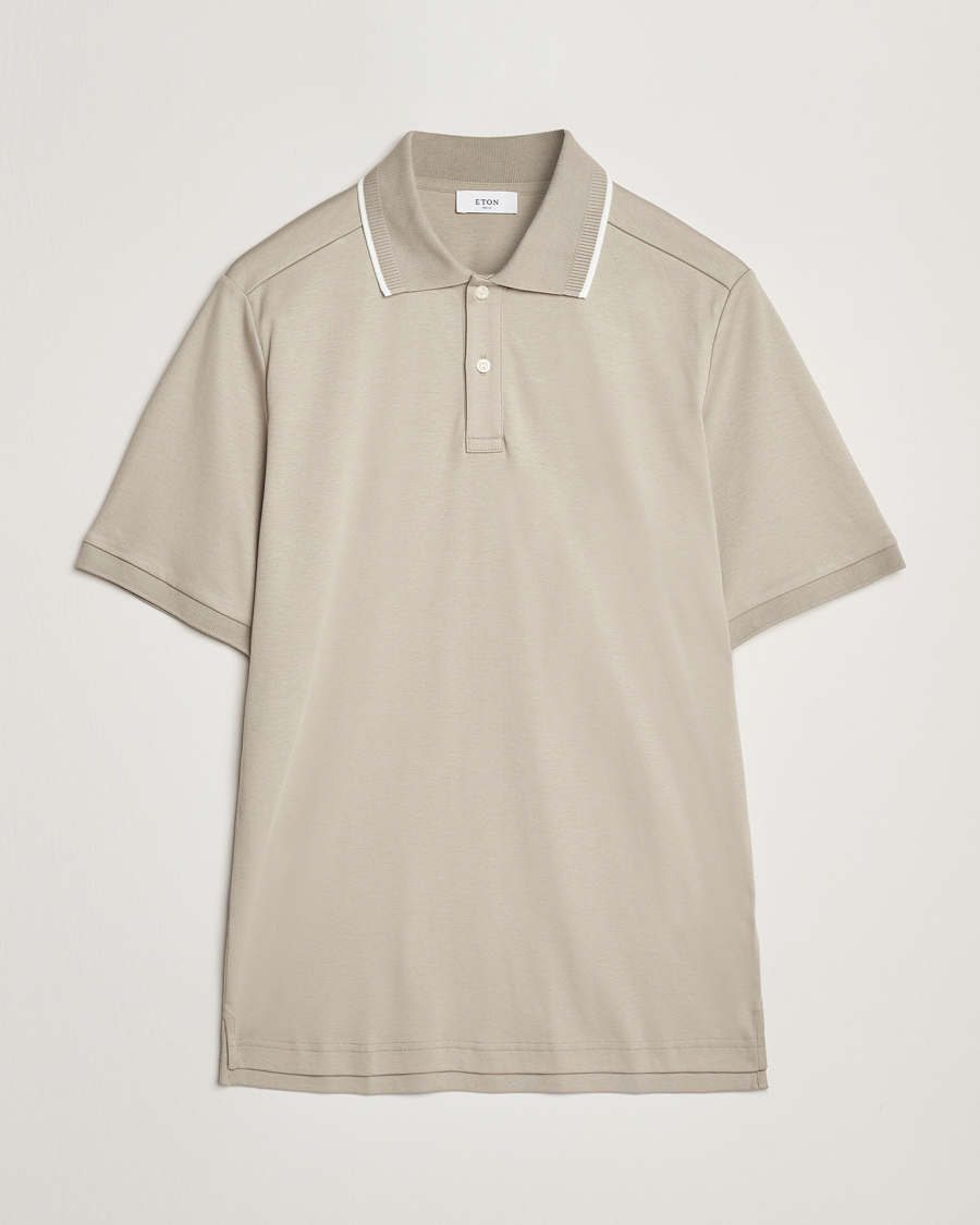 Mies | Pikeet | Eton | Supima Cotton Interlock Polo Beige