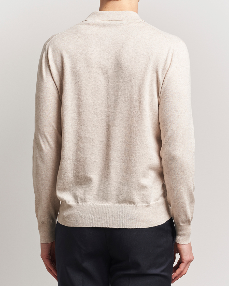 Mies | Puserot | Eton | Cotton/Cashmere Fine Knitted Polo Beige