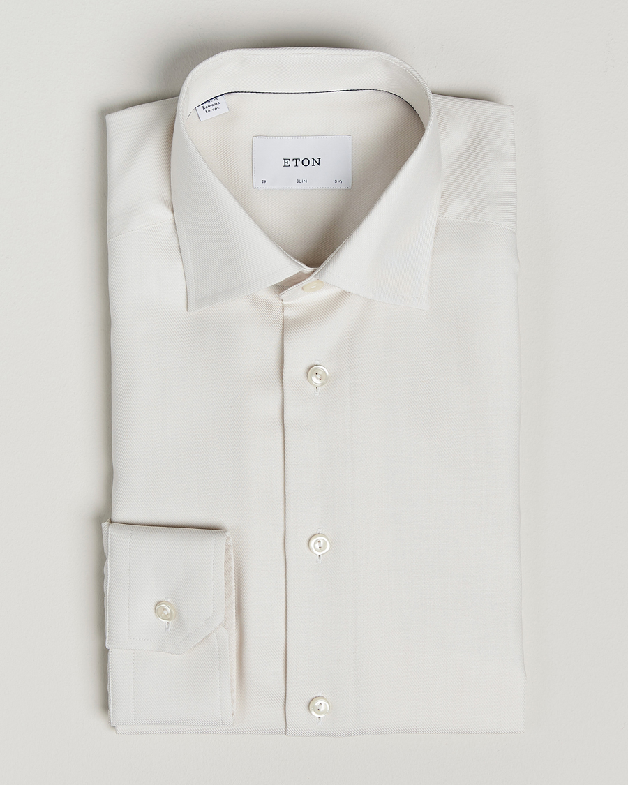 Mies | Kauluspaidat | Eton | Slim Fit Fine Twill Shirt Off White Melange