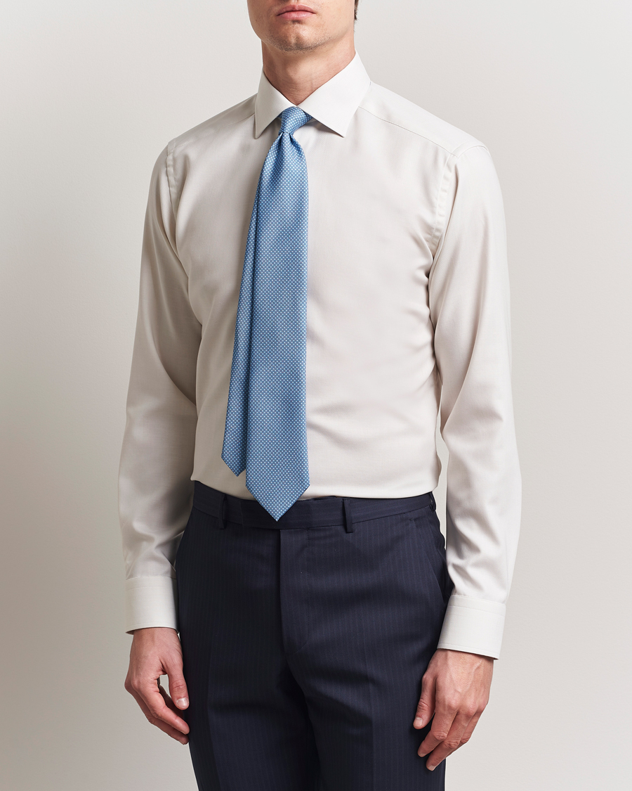 Mies | Kauluspaidat | Eton | Slim Fit Fine Twill Shirt Off White Melange