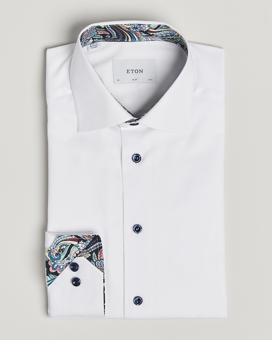 Mies | Kauluspaidat | Eton | Slim Fit Signature Twill Contrast Shirt White