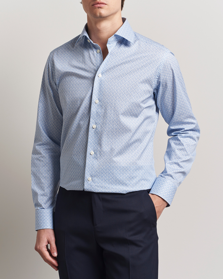 Mies | Kauluspaidat | Eton | Slim Fit Signature Twill Printed Shirt Light Blue