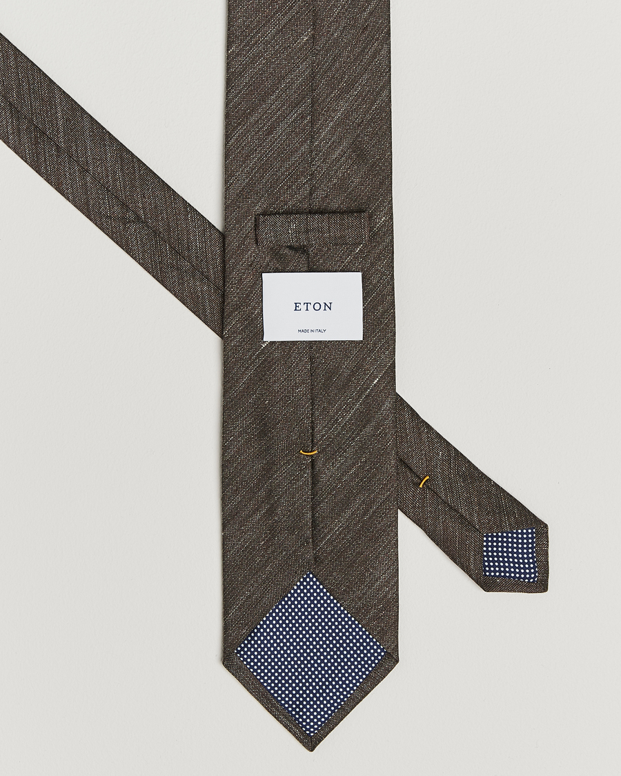 Mies | Eton Silk/Linen Tie Brown | Eton | Silk/Linen Tie Brown