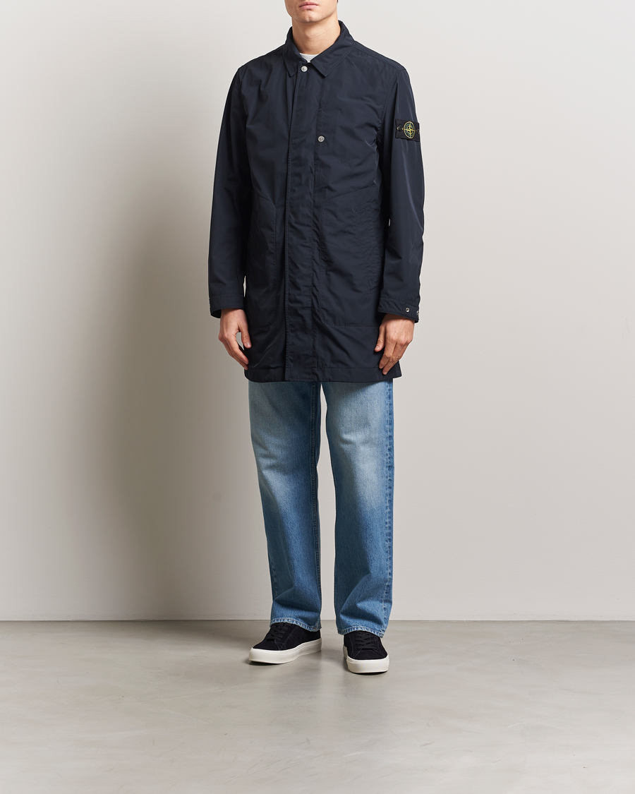 Mies | Takit | Stone Island | Micro Twill Long Coat Navy Blue