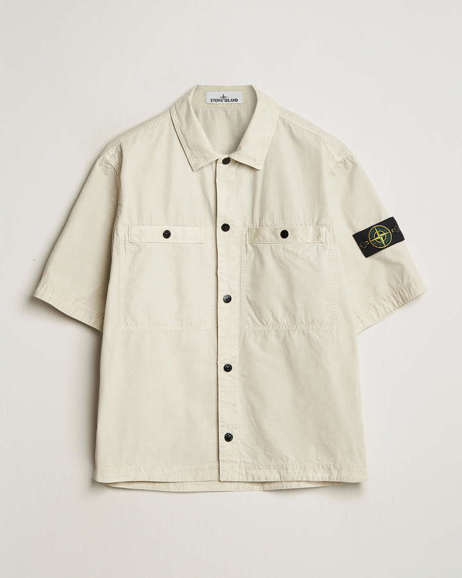 Mies | Kauluspaidat | Stone Island | Cotton Canvas Old Effect Short Sleeve Shirt Sand