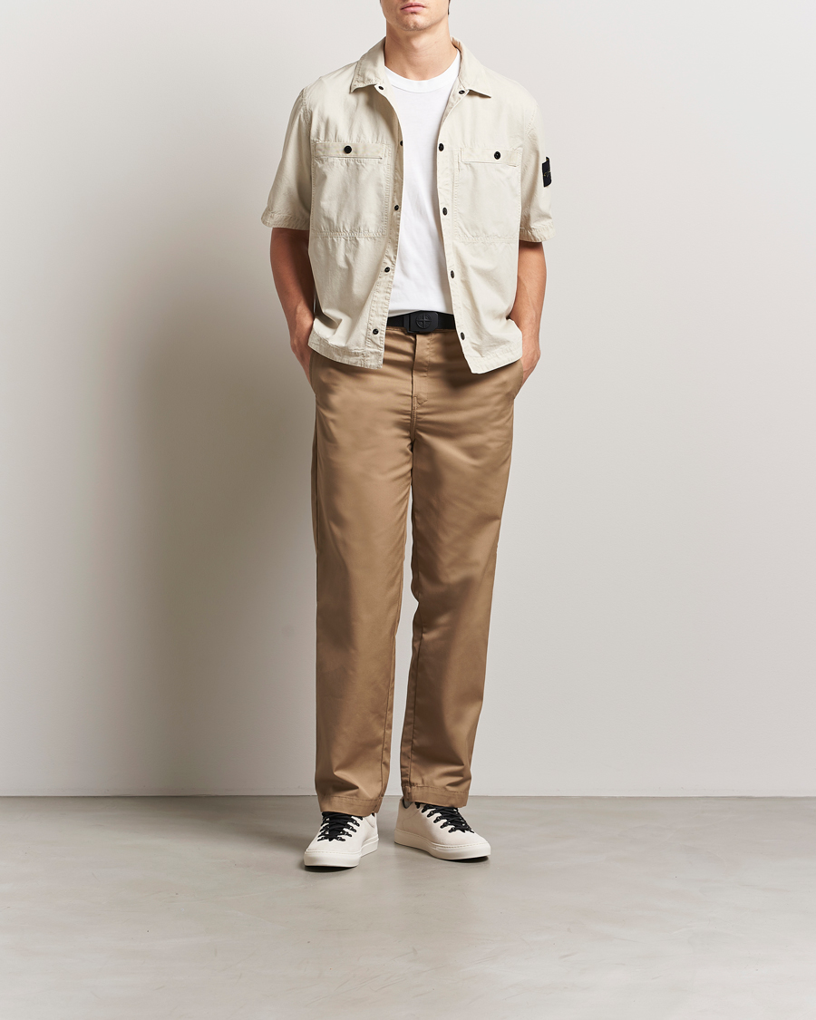 Mies | Kauluspaidat | Stone Island | Cotton Canvas Old Effect Short Sleeve Shirt Sand