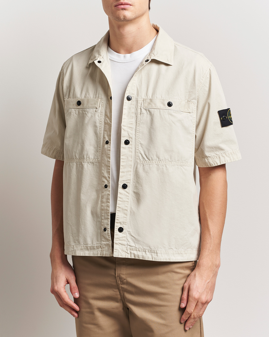 Mies | Kauluspaidat | Stone Island | Cotton Canvas Old Effect Short Sleeve Shirt Sand