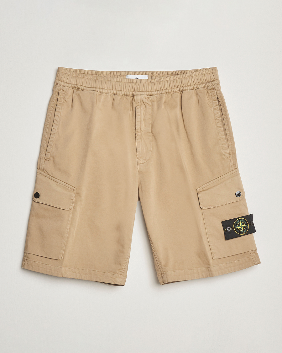 Mies | Shortsit | Stone Island | Organic Cotton Stretch Satin Drawstring Shorts Biscuit