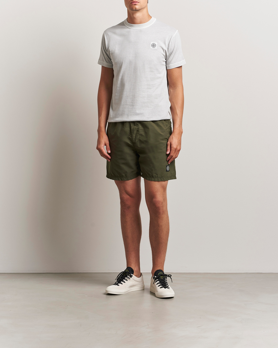 Mies | Uimahousut | Stone Island | Brushed Nylon Swimshorts Military Green