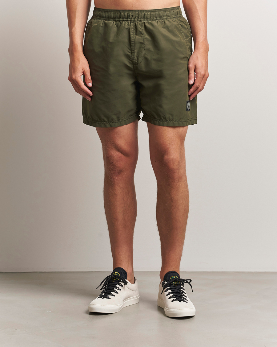 Mies | Uimahousut | Stone Island | Brushed Nylon Swimshorts Military Green