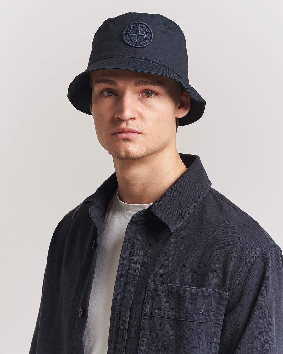 Mies | Stone Island Logo Bucket Hat Navy Blue | Stone Island | Logo Bucket Hat Navy Blue