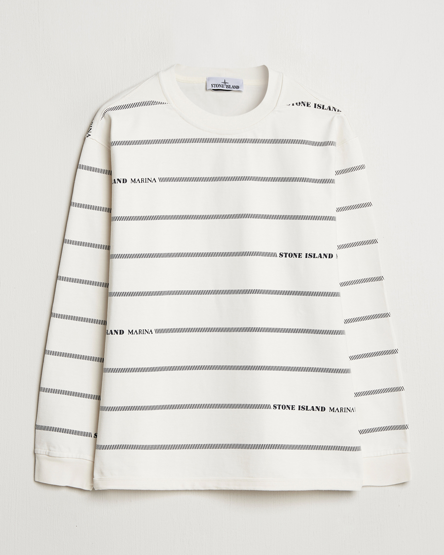 Mies | Puserot | Stone Island | Marina Striped Cotton Sweatshirt Ivory