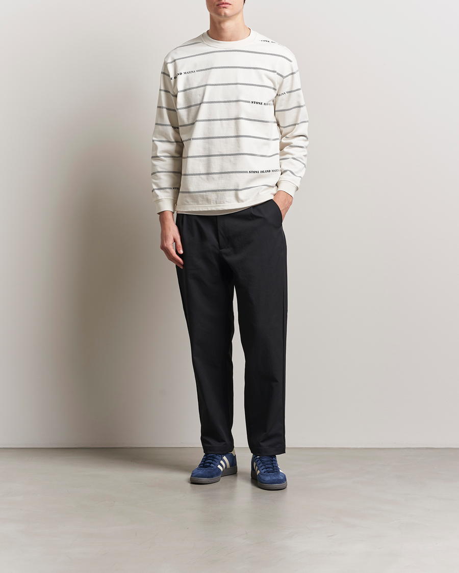 Mies | Puserot | Stone Island | Marina Striped Cotton Sweatshirt Ivory