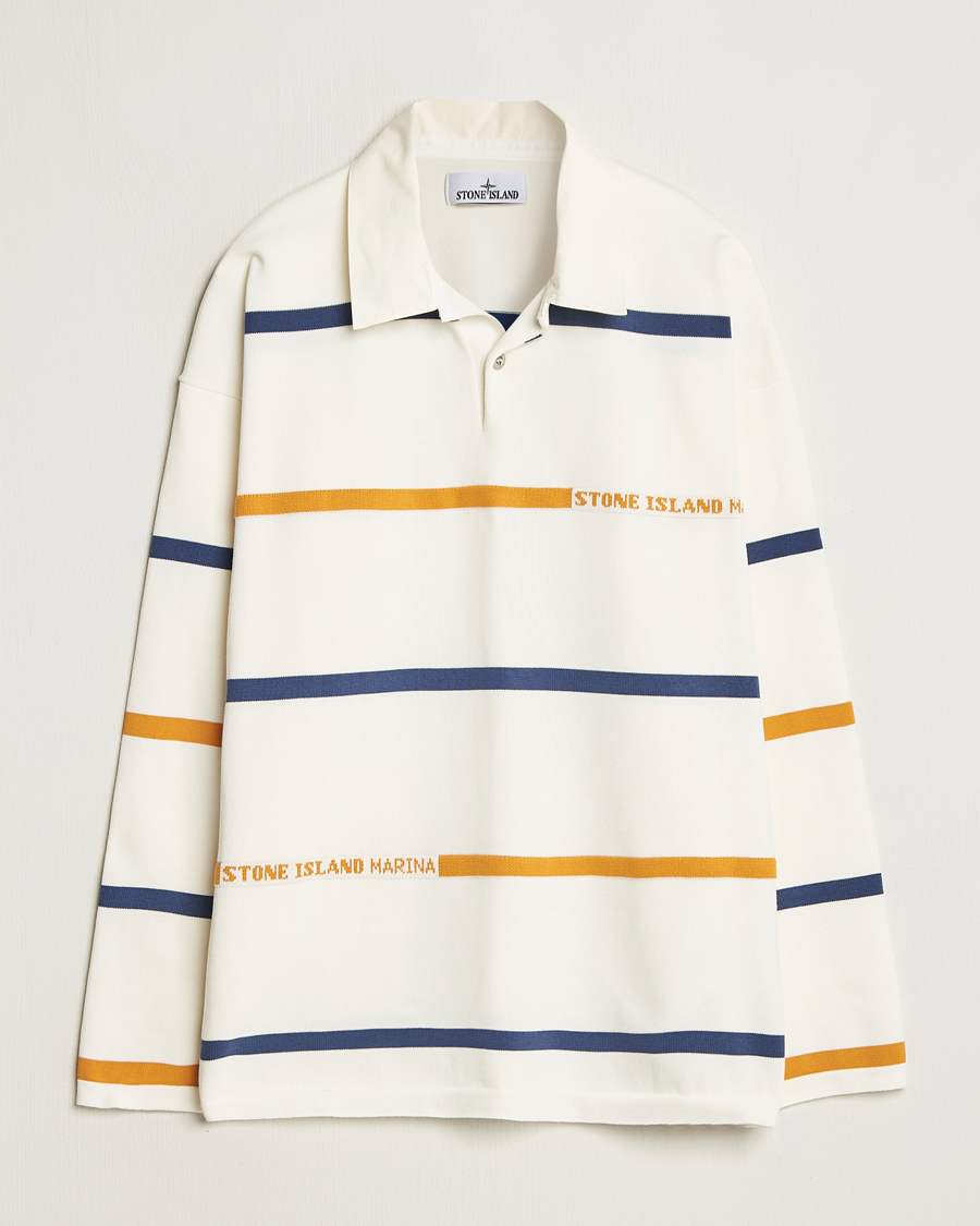 Mies | Puserot | Stone Island | Marina Striped Cotton Rugby Ivory