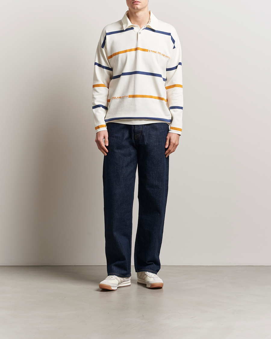 Mies | Puserot | Stone Island | Marina Striped Cotton Rugby Ivory