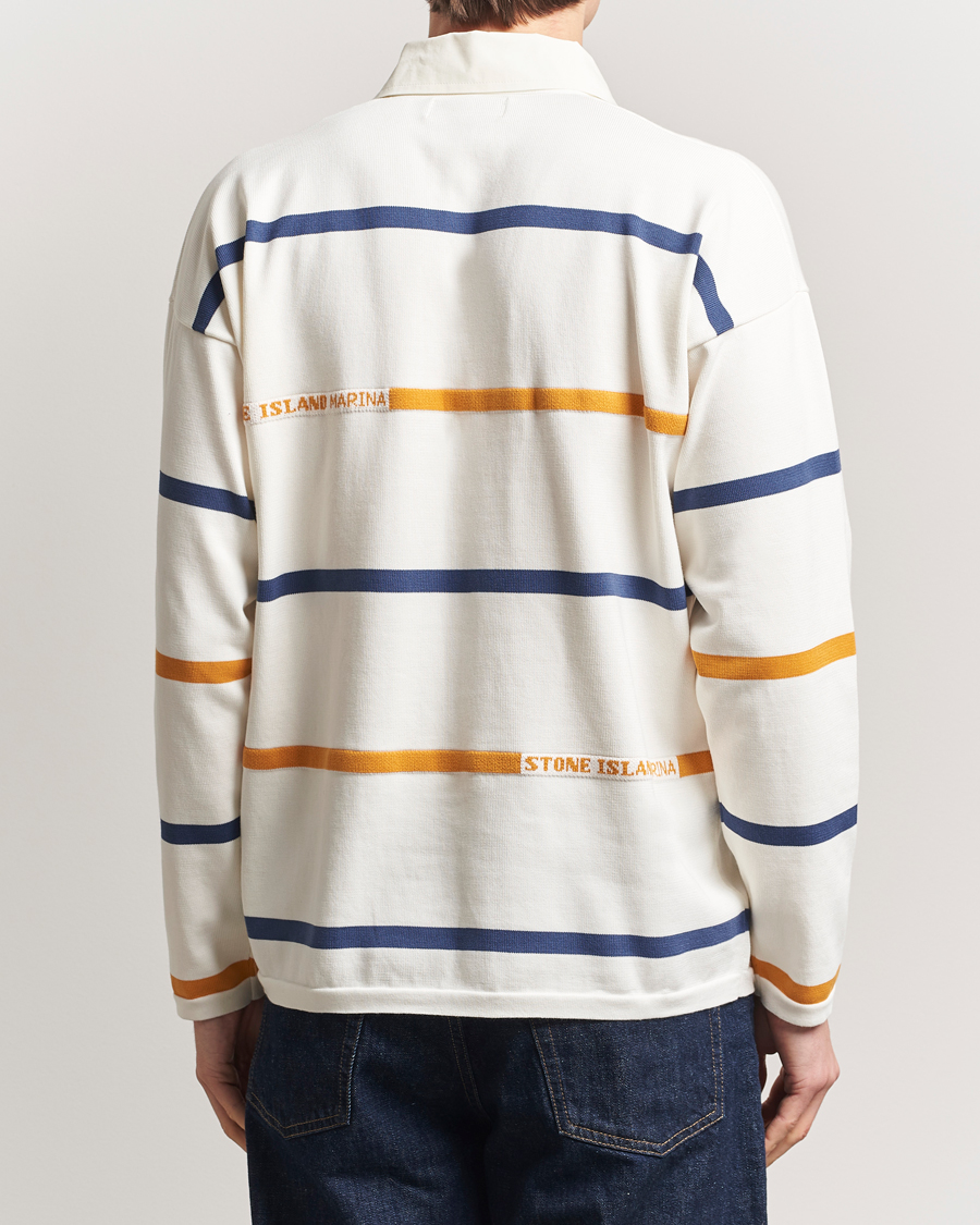 Mies | Puserot | Stone Island | Marina Striped Cotton Rugby Ivory