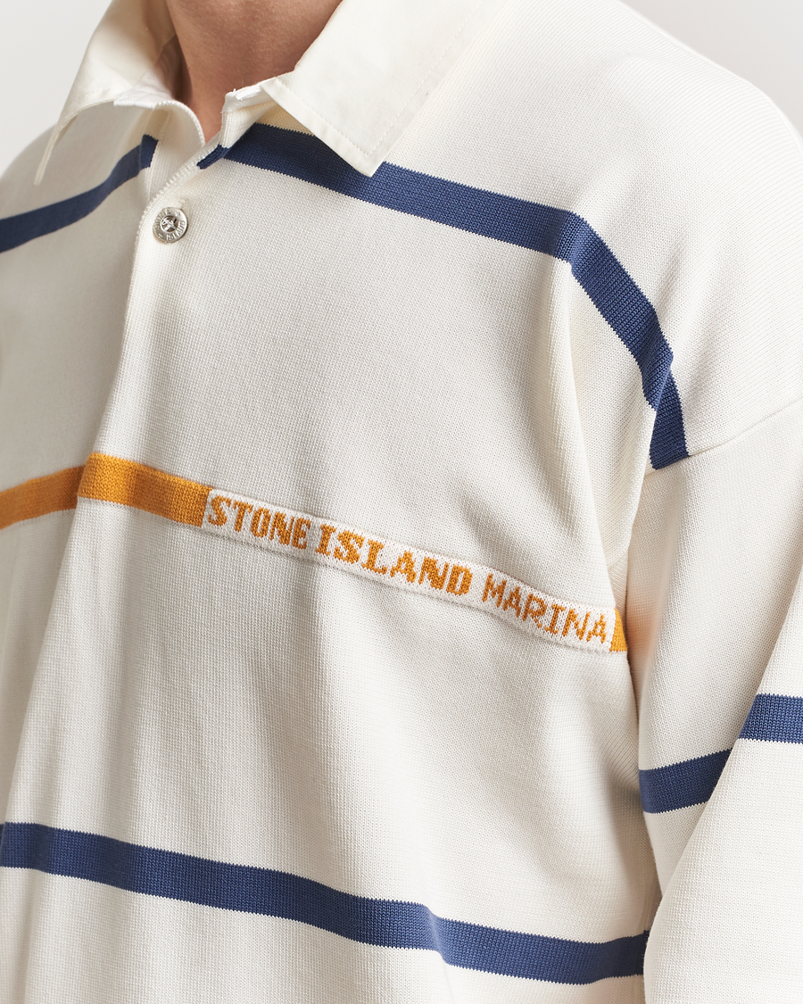 Mies | Puserot | Stone Island | Marina Striped Cotton Rugby Ivory