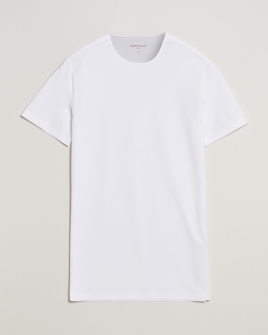 Mies | T-paidat | Derek Rose | Pima Cotton Crew Neck T-Shirt White