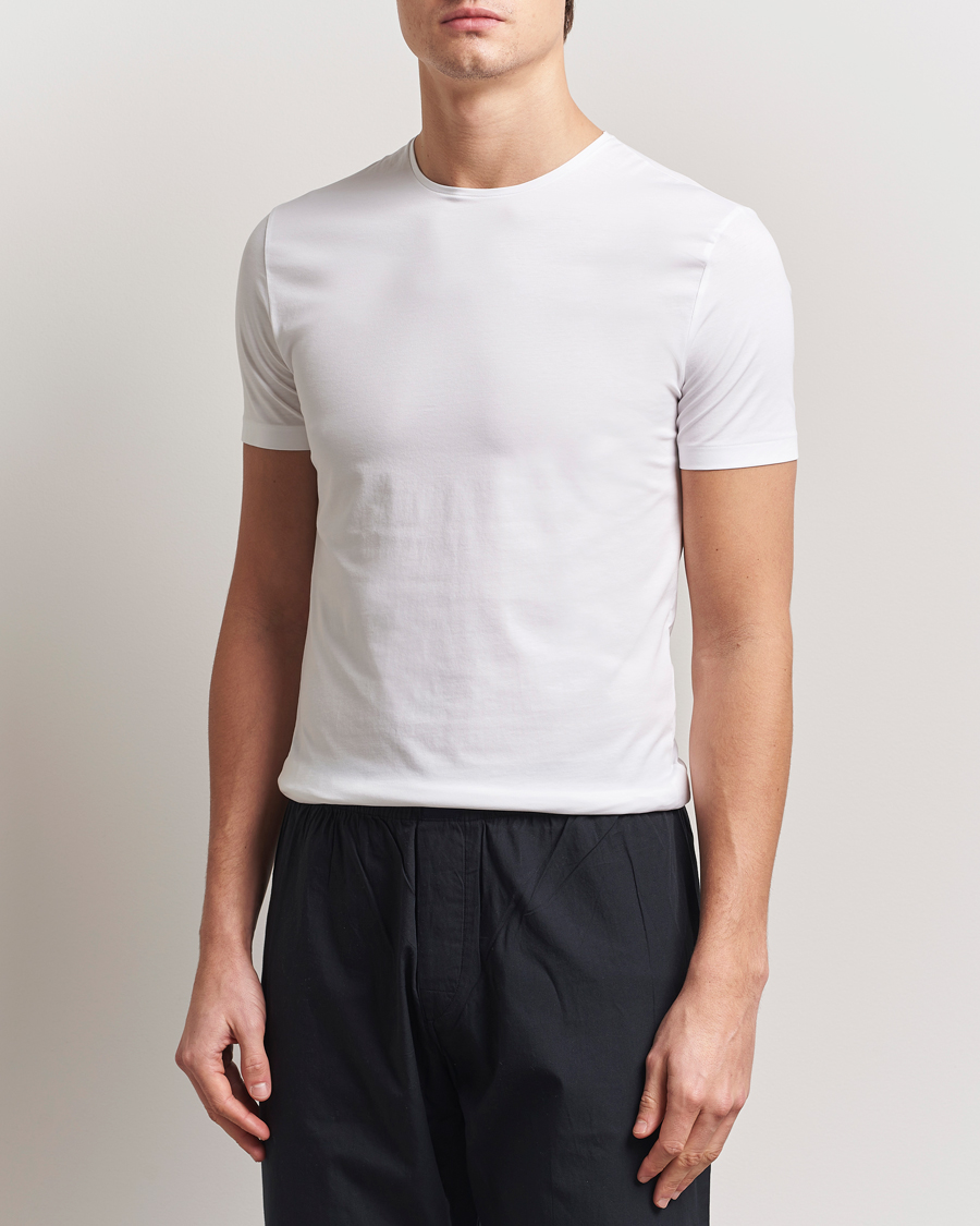 Mies | T-paidat | Derek Rose | Pima Cotton Crew Neck T-Shirt White