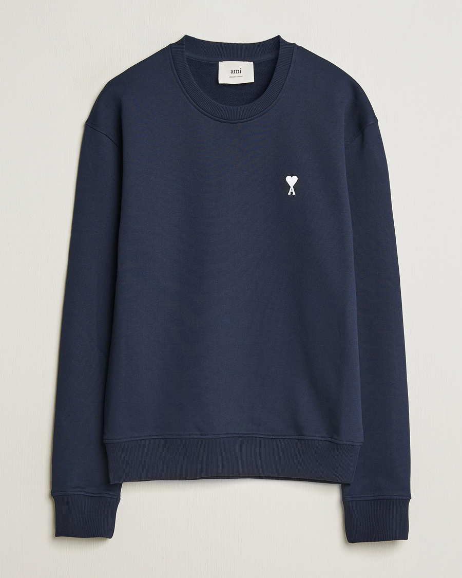 Mies | Puserot | AMI | Off White Heart Logo Sweatshirt Night Blue