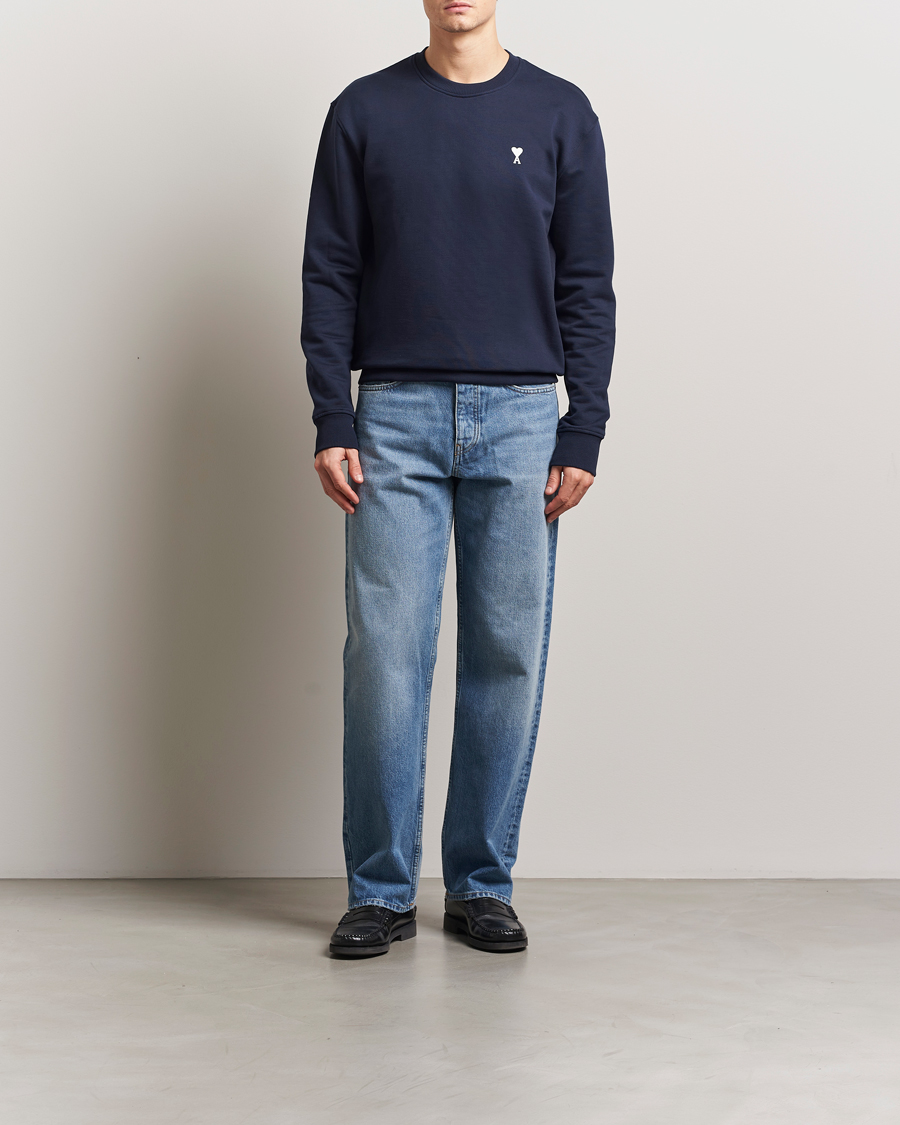 Mies | Puserot | AMI | Off White Heart Logo Sweatshirt Night Blue