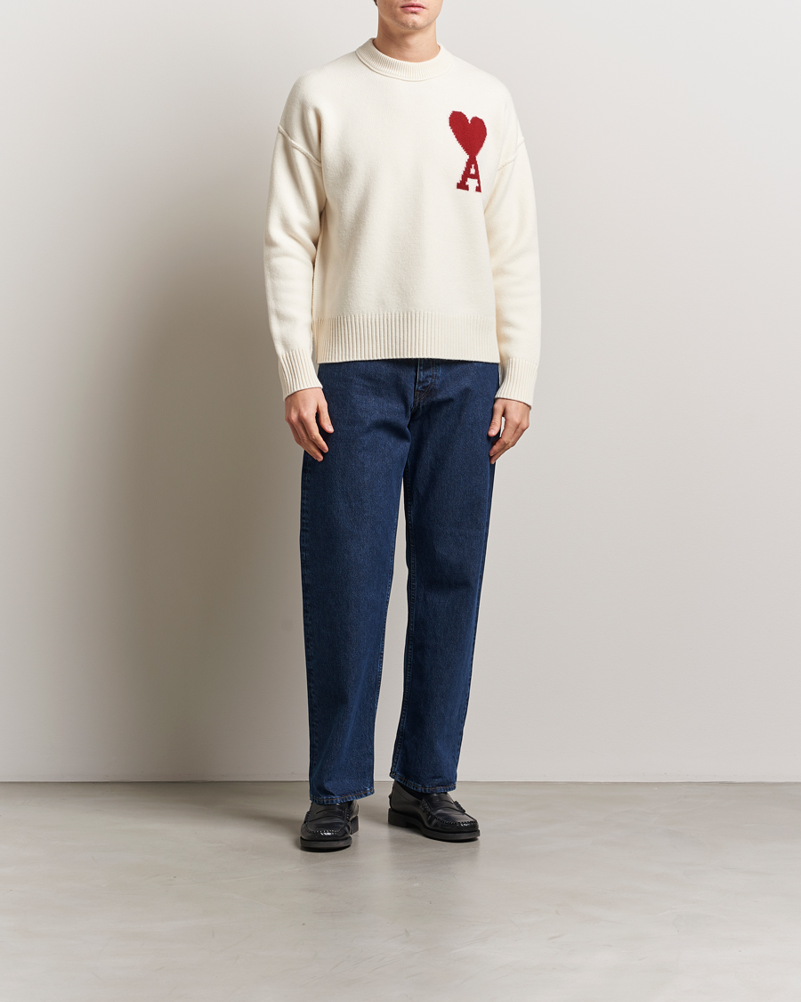 Mies | Puserot | AMI | Big Heart Wool Sweater Off White