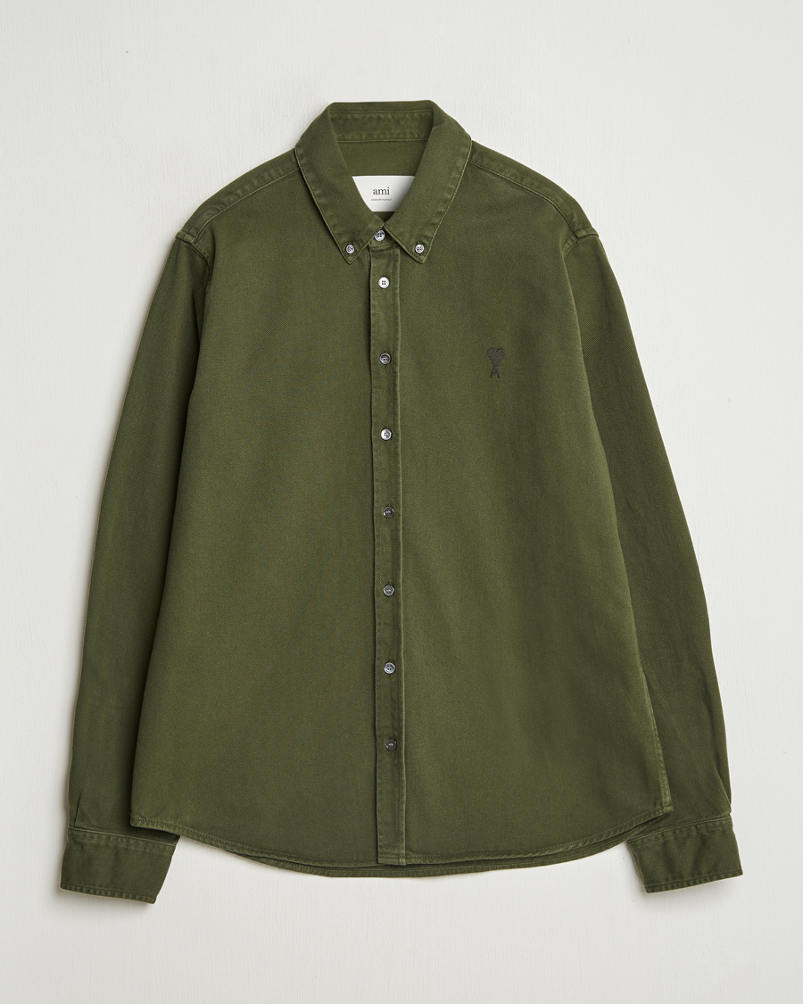 Mies | Kauluspaidat | AMI | Tonal Heart Logo Twill Shirt Loden