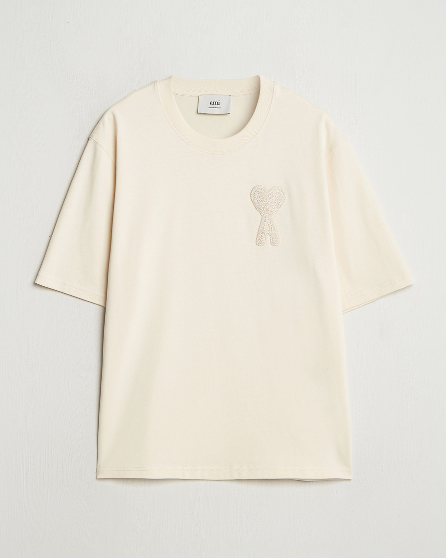 Mies | T-paidat | AMI | Bouclé Heart T-Shirt White Cream