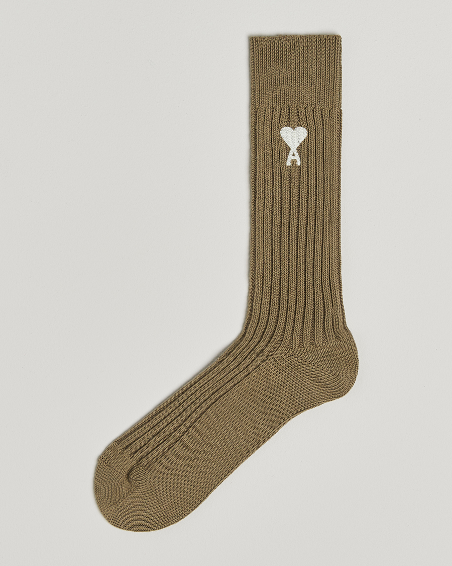 Mies | Alusvaatteet | AMI | Logo Ribbed Sock Green