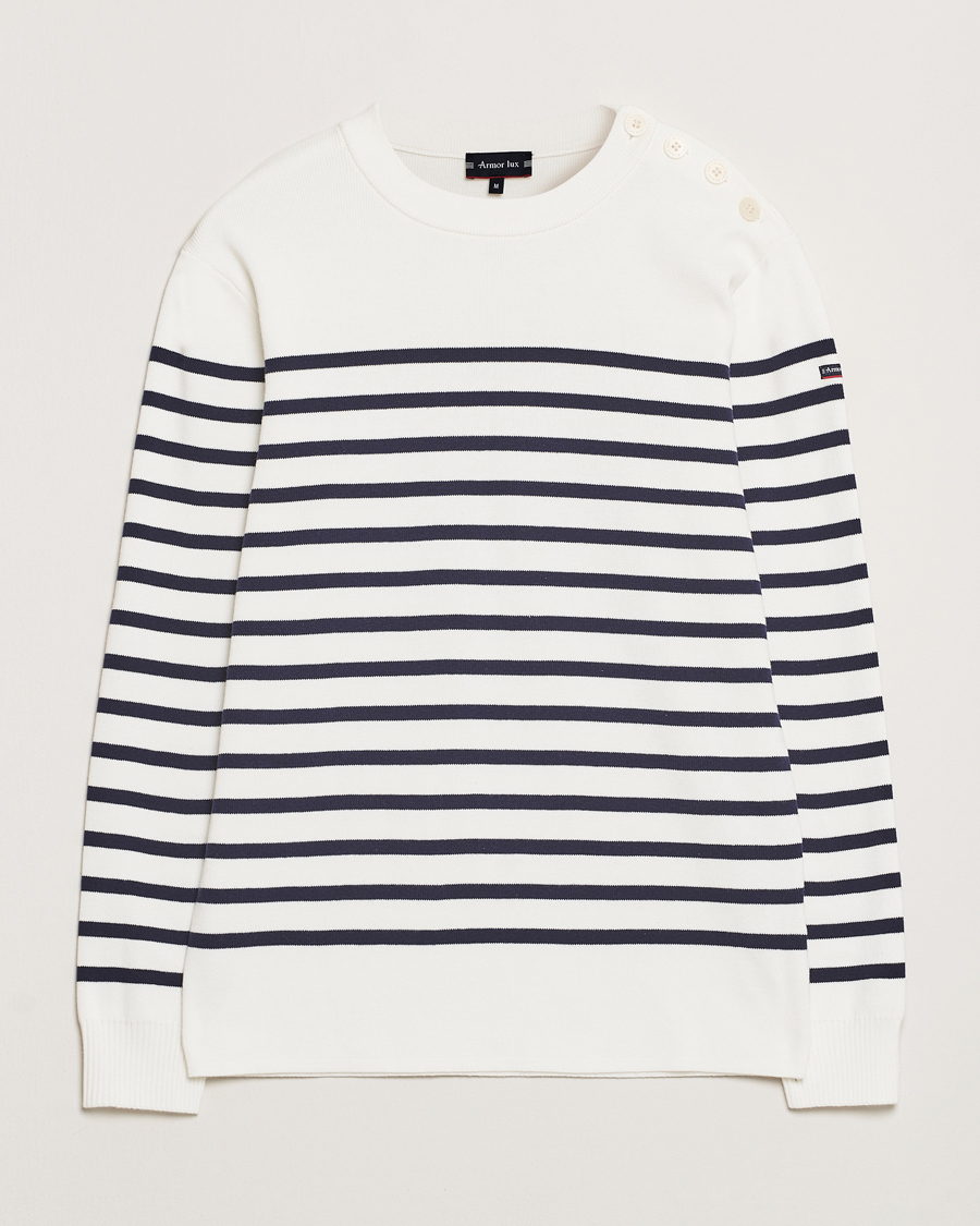 Mies | Puserot | Armor-lux | Groix Striped Sweater Milk/Navy