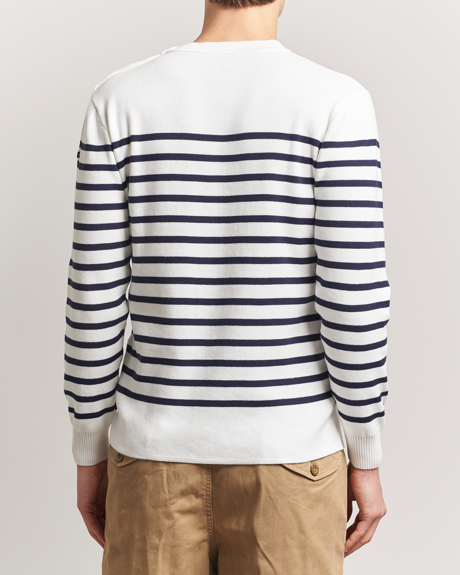 Mies | Puserot | Armor-lux | Groix Striped Sweater Milk/Navy