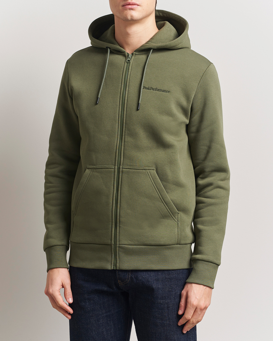 Mies | Puserot | Peak Performance | Original Full Zip Hoodie Pine Needle