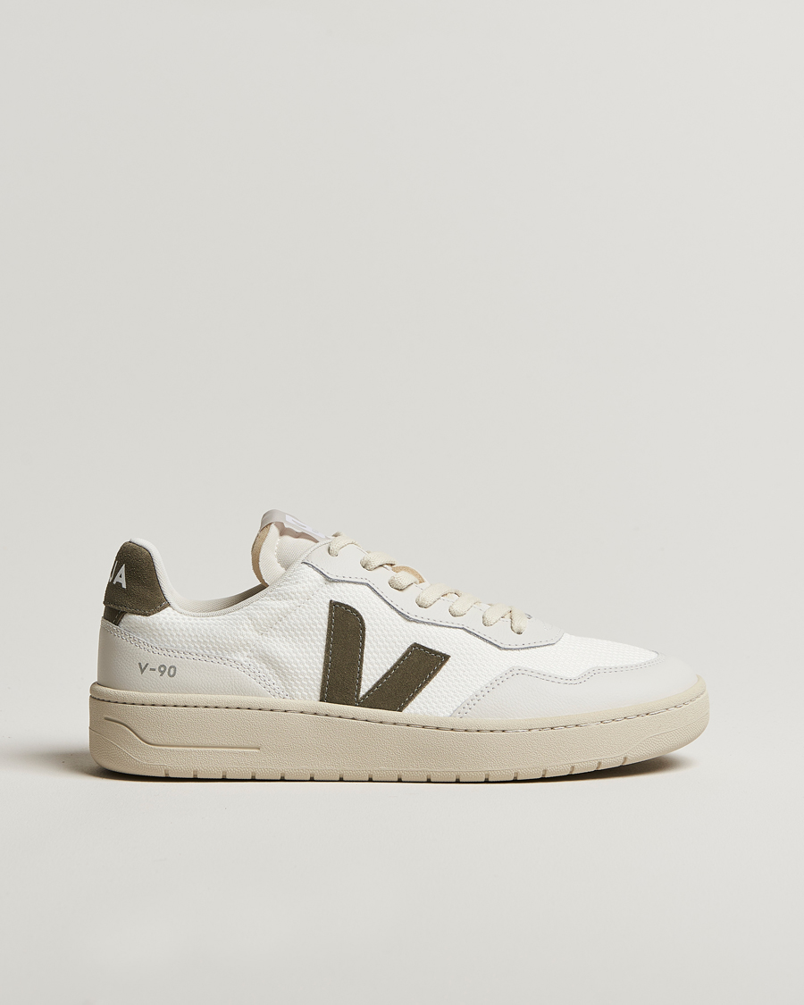Mies | Veja V-90 Mesh Sneaker White/Khaki | Veja | V-90 Mesh Sneaker White/Khaki