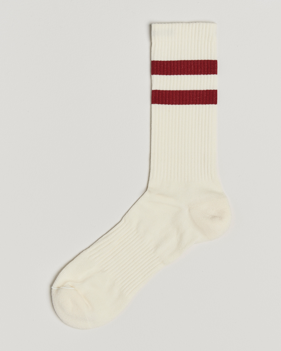 Mies | Alusvaatteet | Sweyd | Two Stripe Cotton Socks White/Red