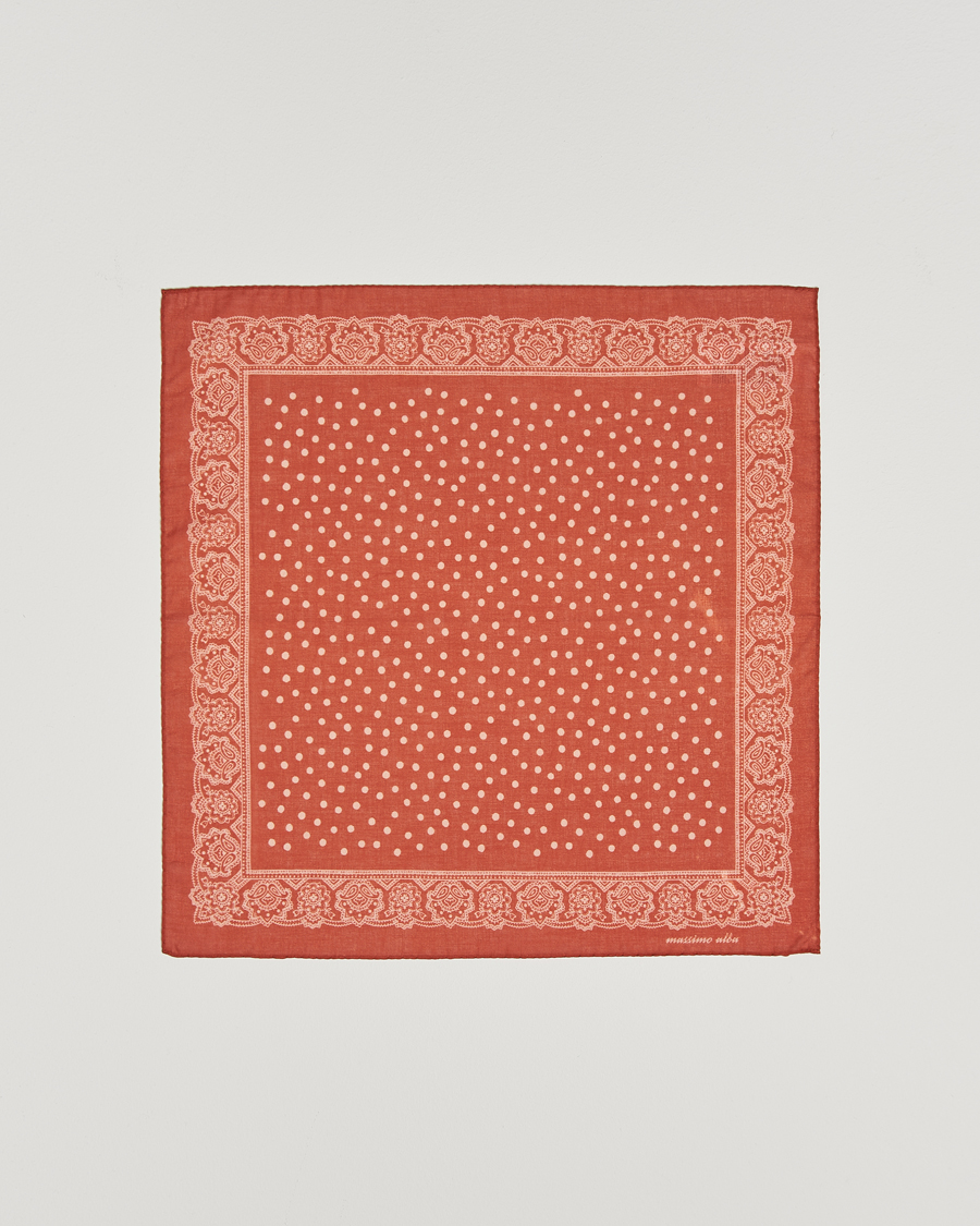Mies | Massimo Alba Printed Cotton Voile Handkerchief Burn Red | Massimo Alba | Printed Cotton Voile Handkerchief Burn Red