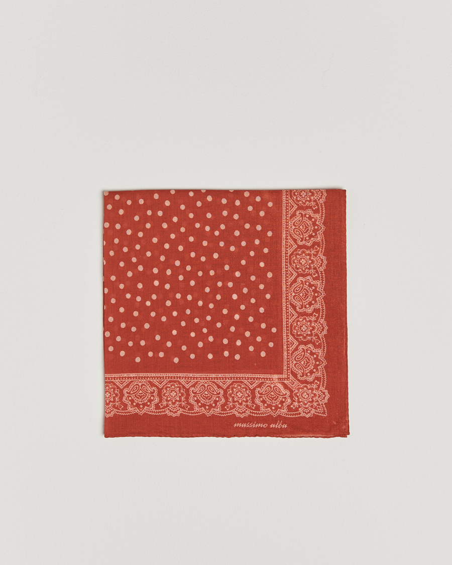 Mies | Massimo Alba Printed Cotton Voile Handkerchief Burn Red | Massimo Alba | Printed Cotton Voile Handkerchief Burn Red