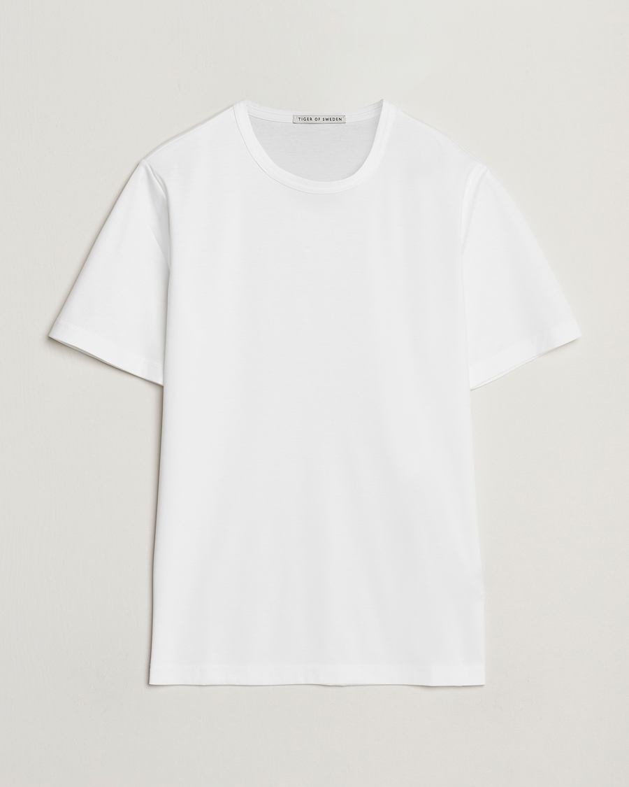 Mies | T-paidat | Tiger of Sweden | Olaf Mercerized Cotton T-Shirt Pure White