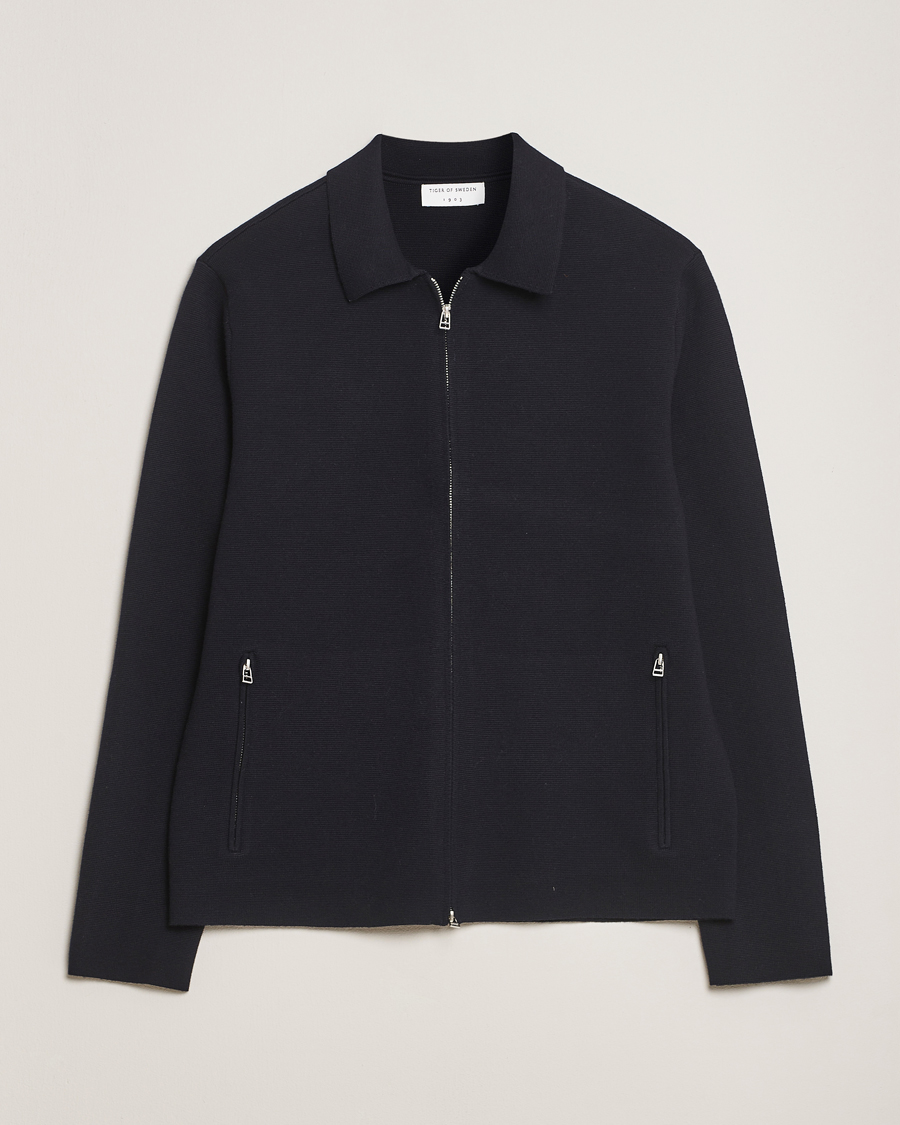 Mies | Puserot | Tiger of Sweden | Celyn Cotton/Wool Full Zip Light Ink
