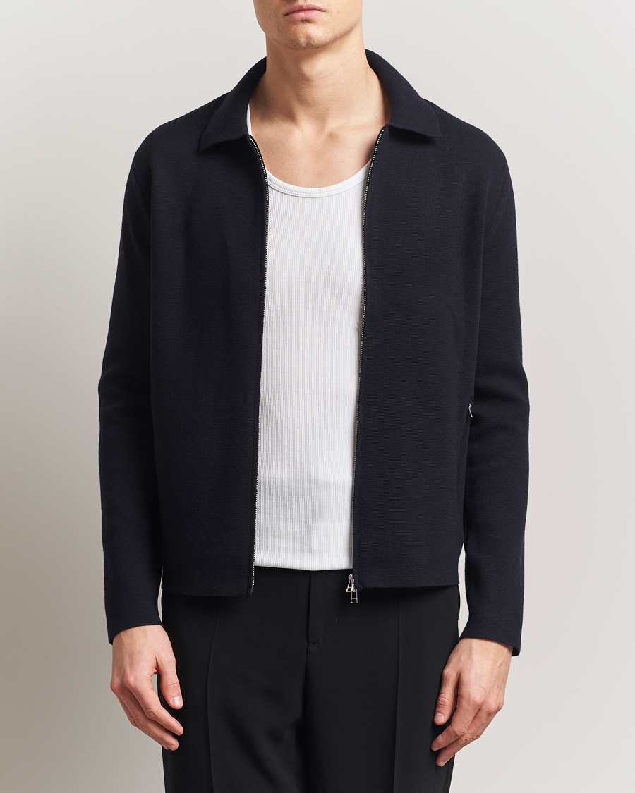 Mies | Puserot | Tiger of Sweden | Celyn Cotton/Wool Full Zip Light Ink
