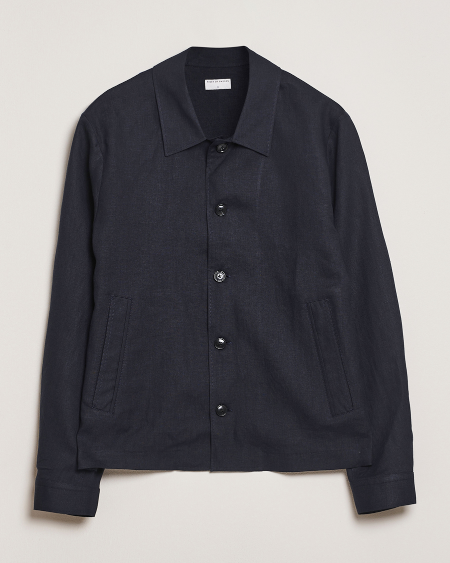 Mies | Kauluspaidat | Tiger of Sweden | Barnaby Linen Overshirt Midnight Blue