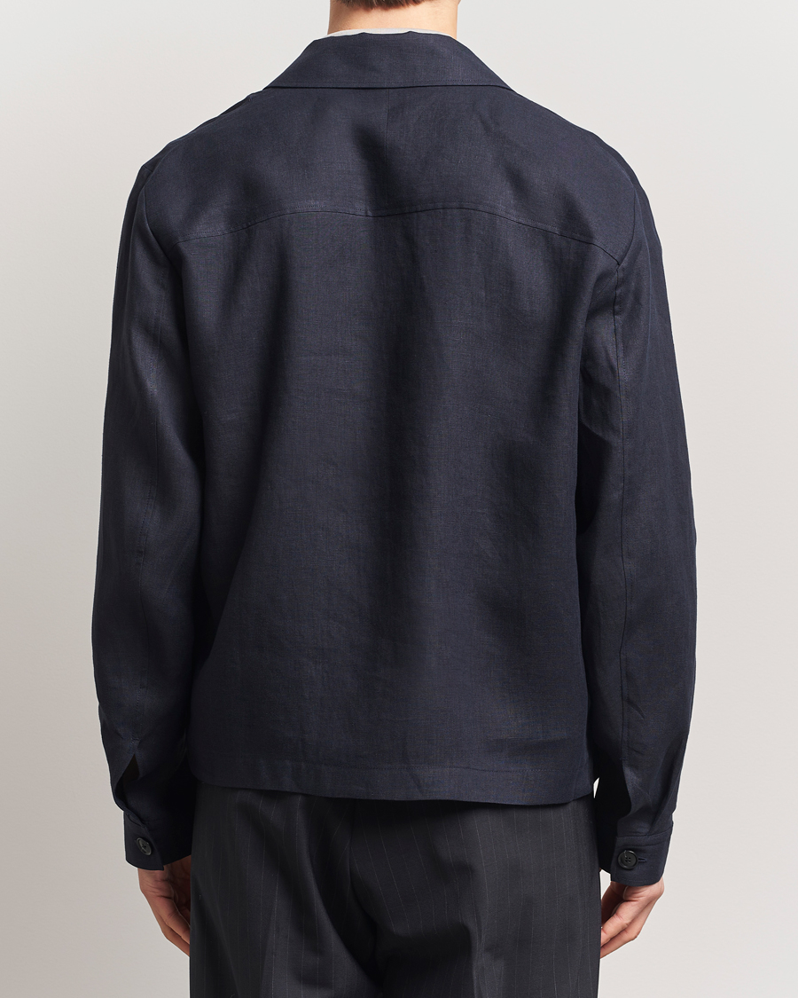 Mies | Kauluspaidat | Tiger of Sweden | Barnaby Linen Overshirt Midnight Blue