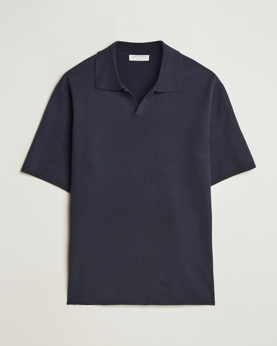Mies | Pikeet | Tiger of Sweden | Maelon Cotton/Linen Polo Light Ink