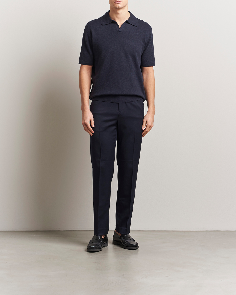 Mies | Pikeet | Tiger of Sweden | Maelon Cotton/Linen Polo Light Ink